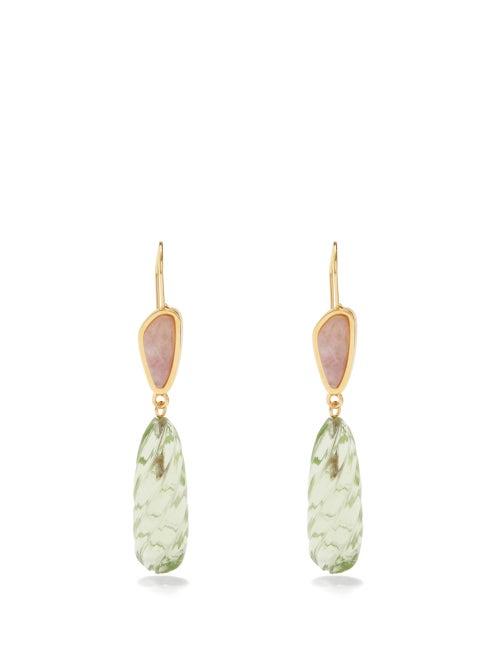 Lizzie Fortunato - Willow Amethyst & Quartz Gold-plated Earrings - Womens - Green Multi