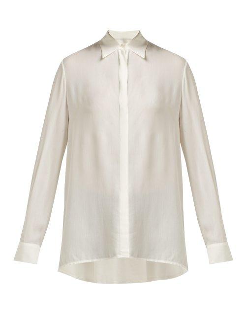 Matchesfashion.com The Row - Carla Long Sleeved Chiffon Shirt - Womens - Ivory