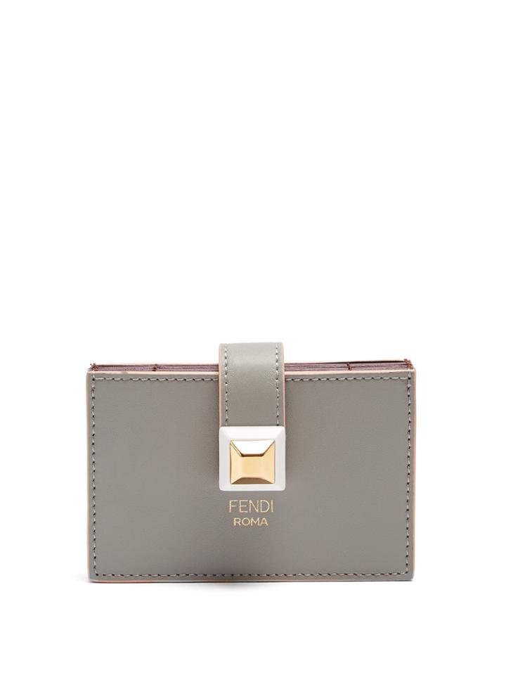 Fendi Stud-embellished Tri-colour Leather Cardholder