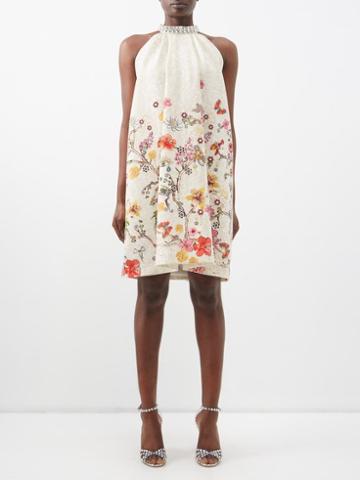 Mary Katrantzou - Crystal-trim Floral-print Silk-georgette Dress - Womens - Multi