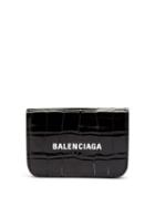 Balenciaga - Cash Logo-print Crocodile-effect Leather Wallet - Womens - Black
