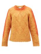 Mens Rtw Marni - Latticed Open-gauge Mohair-blend Sweater - Mens - Orange