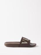 Valentino Garavani - Logo-embossed Rubber Slides - Mens - Brown White