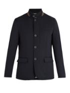 Matchesfashion.com Herno - Water Repellent Wool Blend Jacket - Mens - Navy