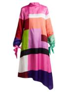 Matchesfashion.com Mary Katrantzou - Leonora Colour Block Satin Twill Dress - Womens - Multi