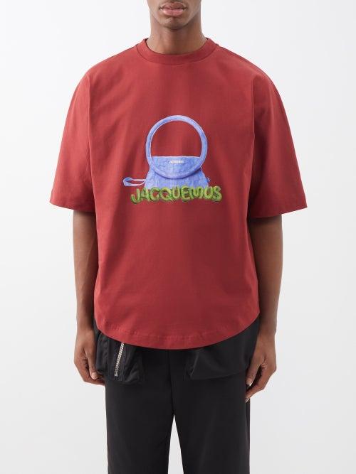Jacquemus - Sac Rond Printed Cotton-jersey T-shirt - Mens - Dark Red