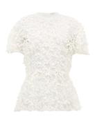 Matchesfashion.com Cecilie Bahnsen - Tammi Floral Embroidered Tulle Blouse - Womens - Ivory