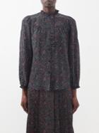 Cefinn - Amelie Printed Silk-crepe De Chine Blouse - Womens - Red Blue