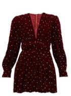 Matchesfashion.com Dodo Bar Or - Malenia Crystal Embellished Velvet Mini Dress - Womens - Burgundy