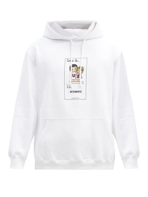 Matchesfashion.com Vetements - Love Is Us Cotton-blend Hooded Sweatshirt - Mens - White