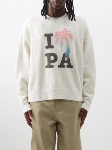 Palm Angels - I Love Pa-print Sweatshirt - Mens - Off White