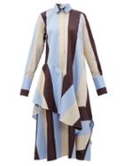 Matchesfashion.com Palmer//harding - Spicy Striped Cotton Shirtdress - Womens - Burgundy Multi