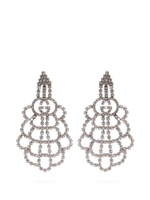 Matchesfashion.com Gucci - Gg Crystal Drop Earrings - Womens - Crystal