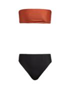 Matchesfashion.com Haight - Marcella Two Tone Bandeau Bikini Set - Womens - Black Brown