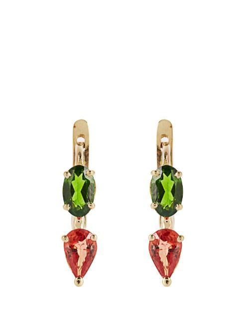 Ileana Makri Sapphire, Diopside & Yellow-gold Earrings