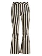 Matchesfashion.com Marques'almeida - High Rise Striped Satin Kick Flare Trousers - Womens - Black White