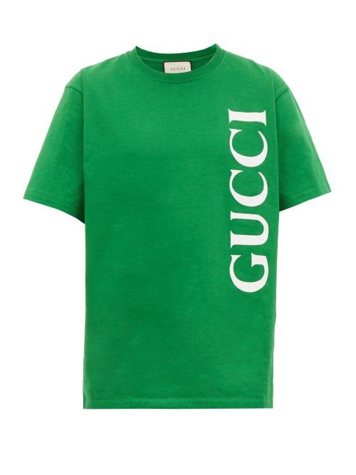 Matchesfashion.com Gucci - Vertical Logo Cotton T-shirt - Mens - Green