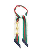 Matchesfashion.com Gucci - Horsebit And Web-stripe Printed Silk Scarf - Womens - Ivory
