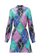 Matchesfashion.com Gucci - Gg Diamond-print Silk-twill Mini Dress - Womens - Purple Multi