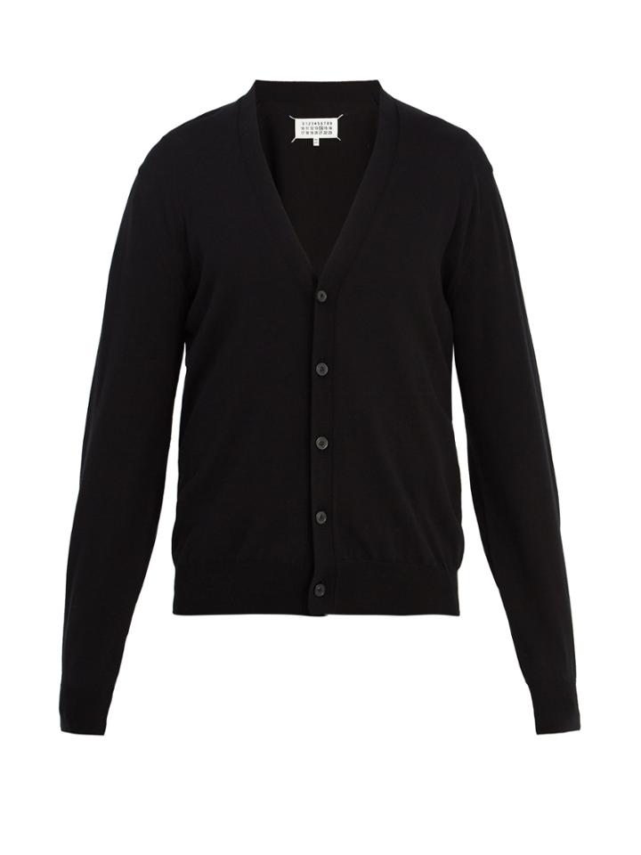 Maison Margiela V-neck Suede-trimmed Cotton Cardigan