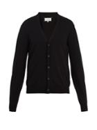Maison Margiela V-neck Suede-trimmed Cotton Cardigan