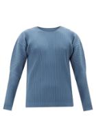 Homme Pliss Issey Miyake - Technical-pleated Long-sleeved T-shirt - Mens - Blue