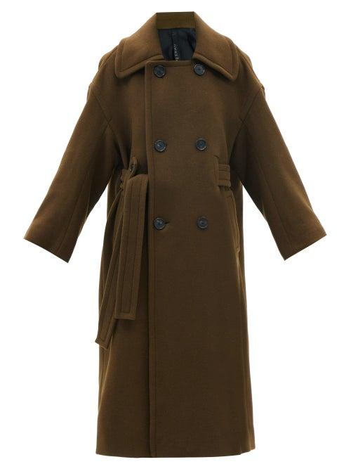 Petar Petrov - Marden Side-tie Wool-blend Midi Coat - Womens - Khaki