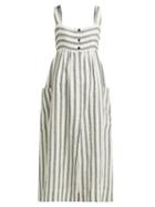 Matchesfashion.com Three Graces London - Elinor Striped Linen Blend Dress - Womens - Green Stripe