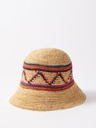 Ruslan Baginskiy - Patterned Straw Bucket Hat - Womens - Multi
