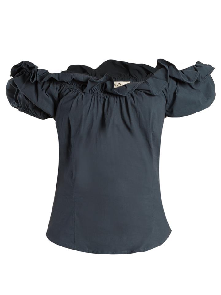 Sea Luna Ruffle-trimmed Gabardine Top