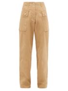Matchesfashion.com Loewe - High-rise Cotton-herringbone Cargo Trousers - Womens - Beige