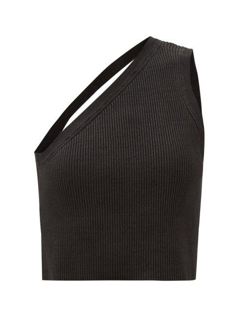 Jacquemus - Ascu One-shoulder Ribbed Cropped Top - Womens - Black
