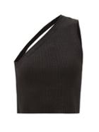 Jacquemus - Ascu One-shoulder Ribbed Cropped Top - Womens - Black