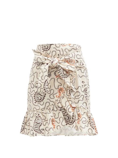 Matchesfashion.com Isabel Marant Toile - Liliko Fluted-hem Paisley-print Poplin Skirt - Womens - Ivory