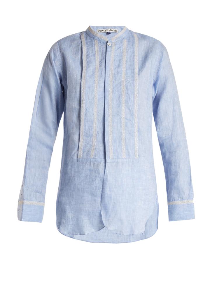 Jupe By Jackie Songkran Embroidered Linen Shirt