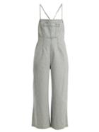 Matchesfashion.com Bliss And Mischief - Cross Back Wide Leg Striped Denim Jumpsuit - Womens - Light Blue