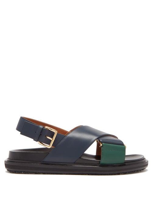 Matchesfashion.com Marni - Bi-colour Leather Slingback Sandals - Womens - Navy