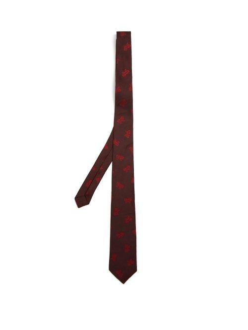Matchesfashion.com Bottega Veneta - Butterfly Jacquard Tie - Mens - Burgundy Multi