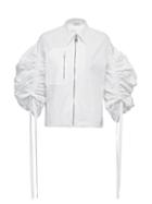 Alexander Mcqueen - Ruched Puff-sleeve Poplin Shirt - Womens - White