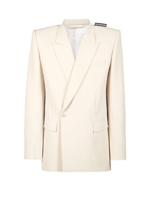 Matchesfashion.com Balenciaga - Single Breasted Wool Blend Twill Blazer - Mens - White
