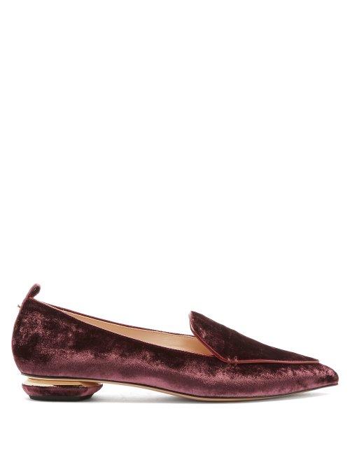Matchesfashion.com Nicholas Kirkwood - Beya Crushed Velvet Loafers - Womens - Burgundy