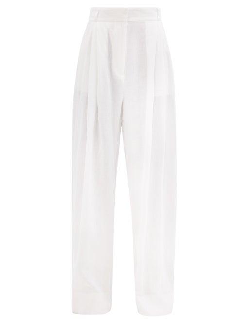 Three Graces London - Molly Linen Wide-leg Trousers - Womens - White
