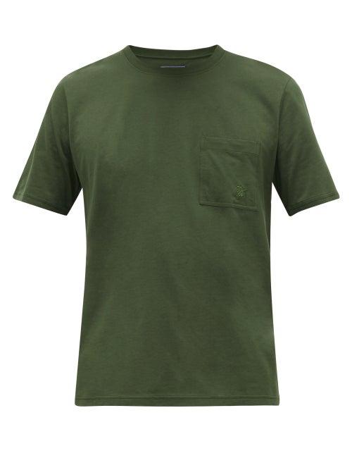 Matchesfashion.com Vilebrequin - Logo-embroidered Patch-pocket Cotton T-shirt - Mens - Khaki