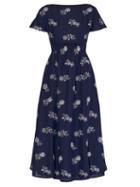 Matchesfashion.com Erdem - Fraser Floral-embroidered Midi Dress - Womens - Navy Multi