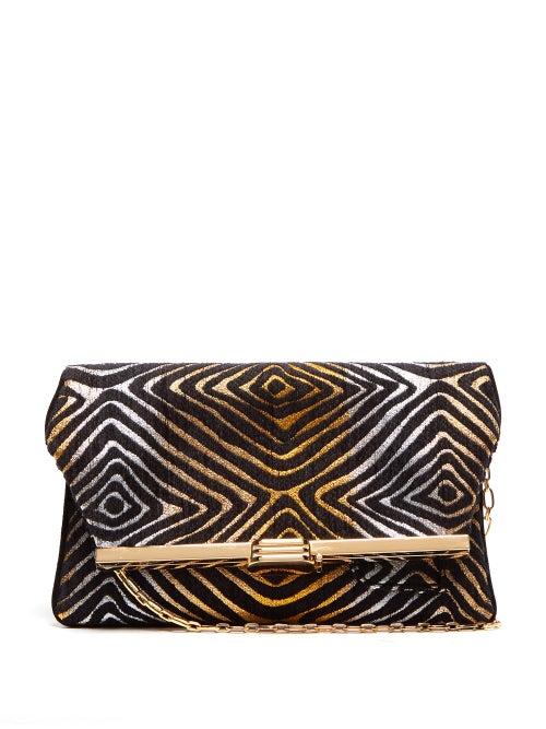 Matchesfashion.com Bienen-davis - Pm Hypnotique Metallic Brocade Folded Clutch - Womens - Gold Multi