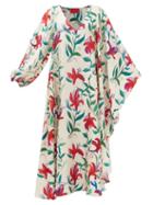 La Doublej - Floral-print Silk-twill Maxi Dress - Womens - White Print