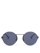 Matchesfashion.com Fendi - Ff-engraved Rimless Round Metal Sunglasses - Mens - Black