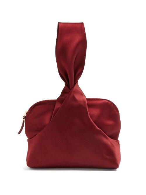 Matchesfashion.com The Row - Knotted Silk Satin Wristlet Clutch - Womens - Burgundy