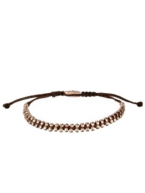 Paul Smith Rose-tone Silver And Cotton Bracelet