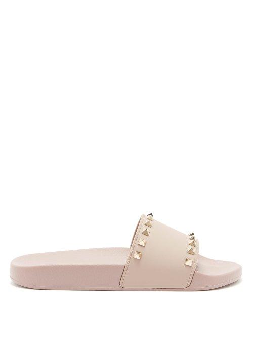 Matchesfashion.com Valentino - Rockstud Rubber Slides - Womens - Nude